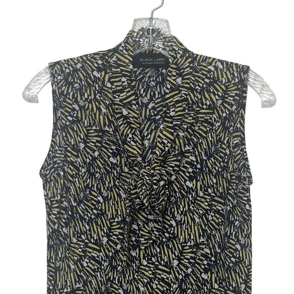 Evan Picone Black Label Sleeveless Patterned Blouse Womens XS Blue Yellow New - Picture 3 of 8